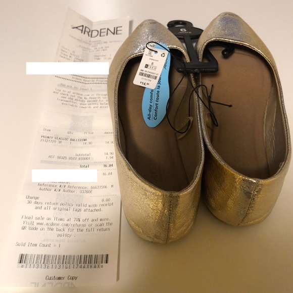 Women’s gold pointy flats (Ardene) size 6 - Picture 1 of 9